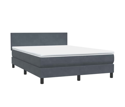 Cama box spring con colchón terciopelo gris oscuro 140x210 cm