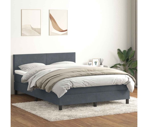 Cama box spring con colchón terciopelo gris oscuro 140x210 cm