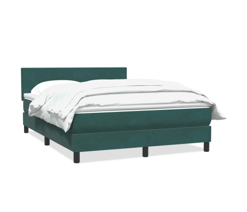 Cama box spring con colchón terciopelo verde oscuro 140x210 cm