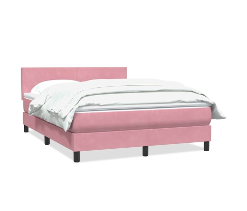 Cama box spring con colchón terciopelo rosa 140x210 cm