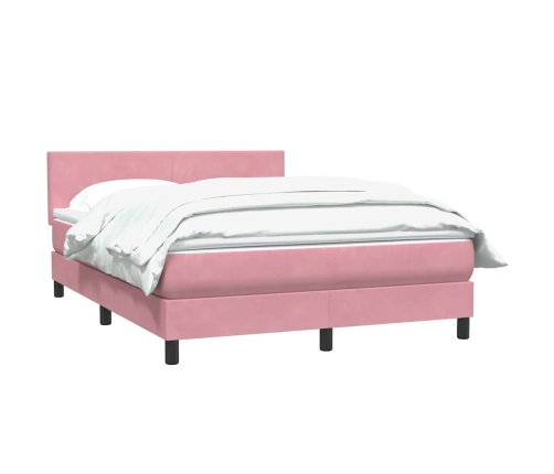 Cama box spring con colchón terciopelo rosa 140x210 cm