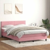 Cama box spring con colchón terciopelo rosa 140x210 cm