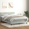 Cama box spring con colchón terciopelo gris claro 160x210 cm