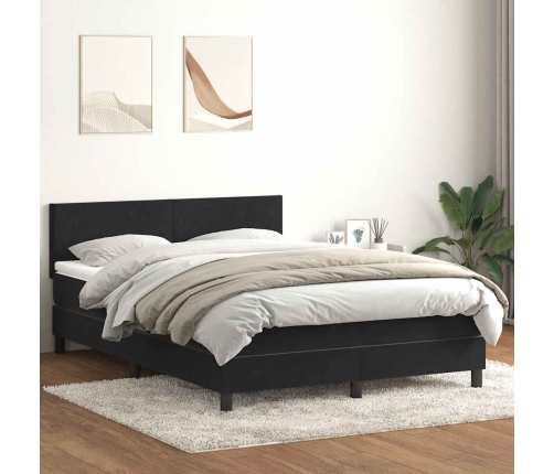 Cama box spring con colchón terciopelo negro 160x210 cm