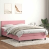 Cama box spring con colchón terciopelo rosa 160x210 cm