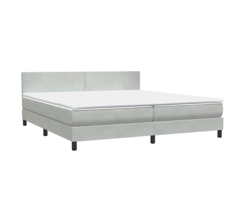 Cama box spring con colchón terciopelo gris claro 180x210 cm