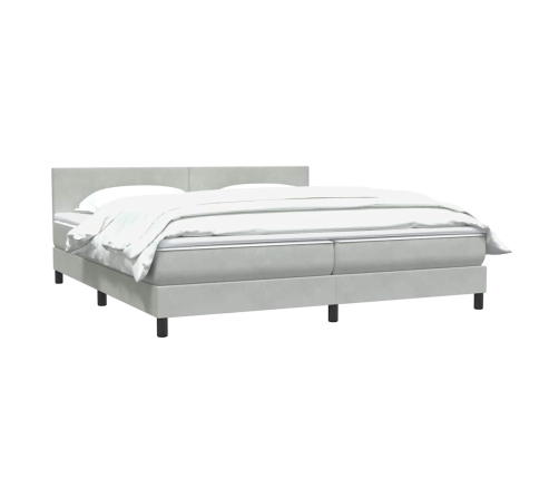 Cama box spring con colchón terciopelo gris claro 180x210 cm