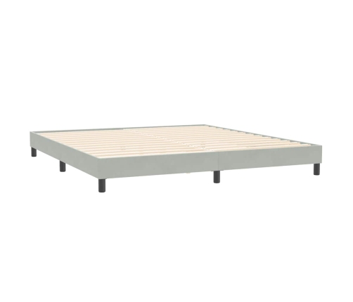 Cama box spring con colchón terciopelo gris claro 180x210 cm