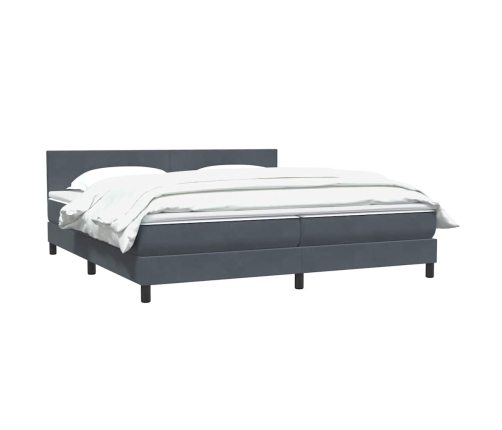 Cama box spring con colchón terciopelo gris oscuro 180x210 cm