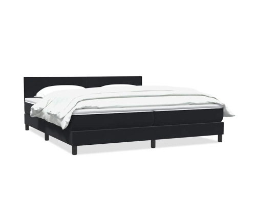 Cama box spring con colchón terciopelo negro 180x210 cm