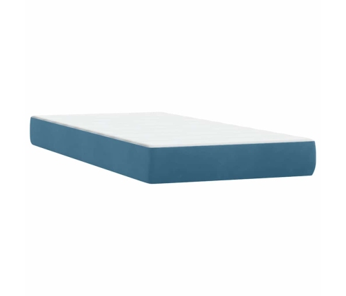 Cama box spring con colchón terciopelo azul oscuro 180x210 cm