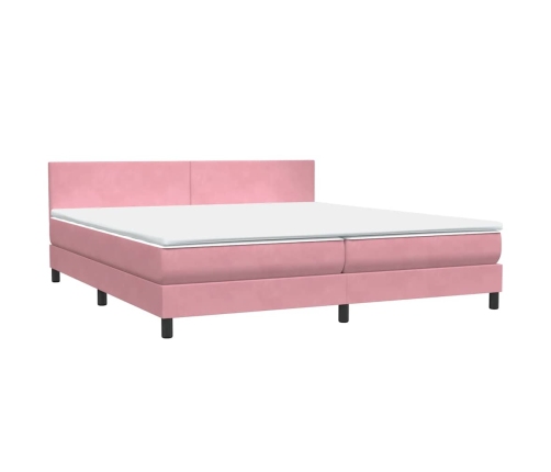 Cama box spring con colchón terciopelo rosa 180x210 cm