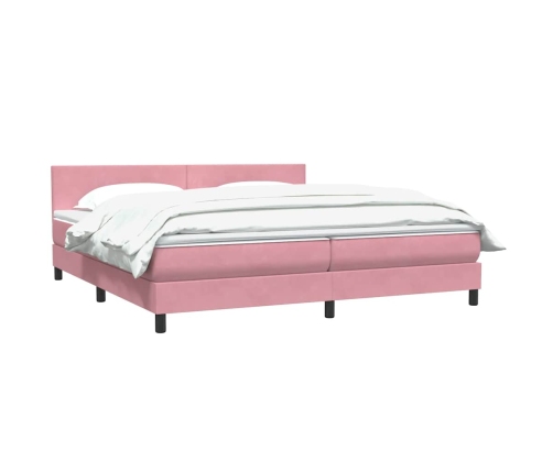 Cama box spring con colchón terciopelo rosa 180x210 cm