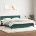 Cama box spring con colchón terciopelo verde oscuro 200x210 cm