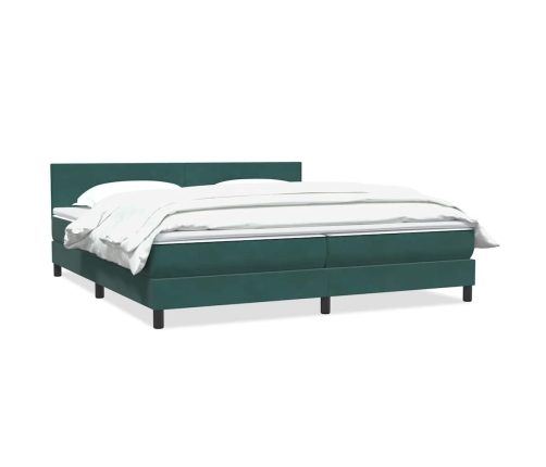 Cama box spring con colchón terciopelo verde oscuro 200x210 cm