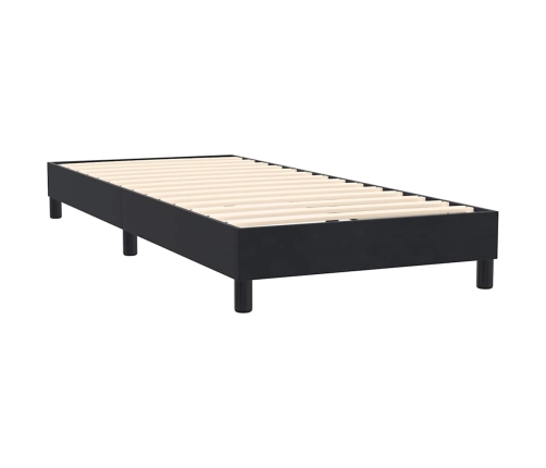 Cama box spring con colchón cuero sintético negro 80x220 cm