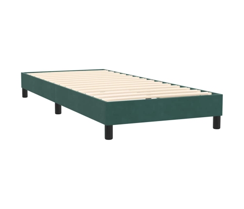 Cama box spring con colchón terciopelo verde oscuro 80x220 cm