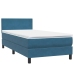 Cama box spring con colchón terciopelo azul oscuro 80x220 cm