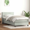 Cama box spring con colchón terciopelo gris claro 90x220 cm