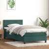 Cama box spring con colchón terciopelo verde oscuro 100x220 cm