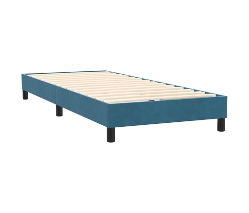 Cama box spring con colchón terciopelo azul oscuro 100x220 cm