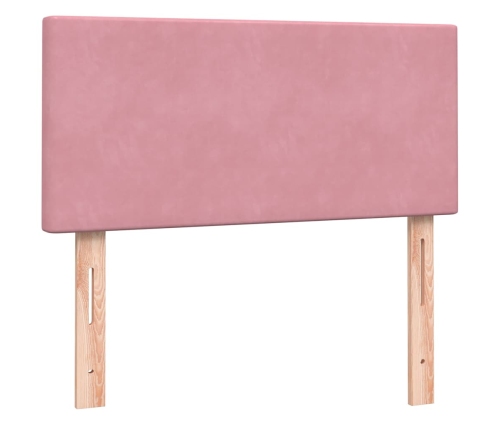 Cama box spring con colchón terciopelo rosa 100x220 cm