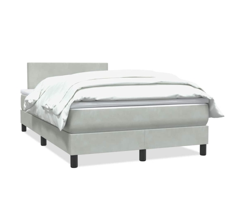 Cama box spring con colchón terciopelo gris claro 120x220 cm