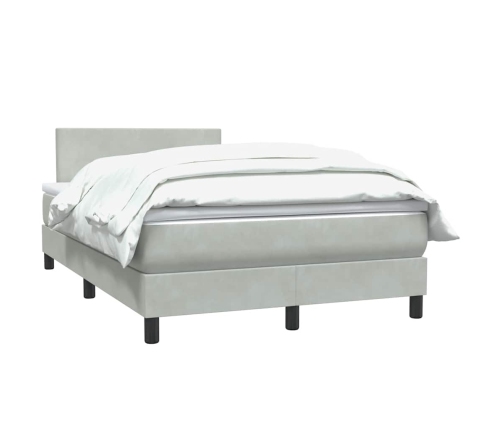 Cama box spring con colchón terciopelo gris claro 120x220 cm