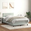 Cama box spring con colchón terciopelo gris claro 120x220 cm