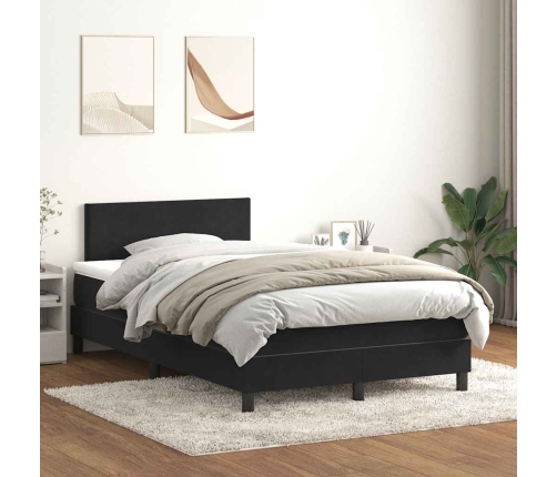 Cama box spring con colchón terciopelo negro 120x220 cm