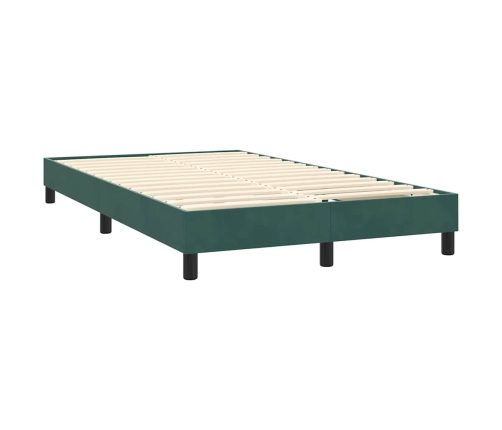 Cama box spring con colchón terciopelo verde oscuro 120x220 cm