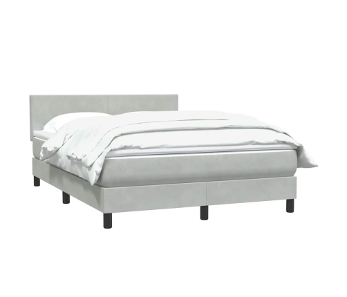 Cama box spring con colchón terciopelo gris claro 160x220 cm