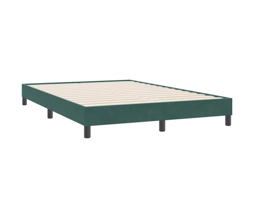 Cama box spring con colchón terciopelo verde oscuro 160x220 cm