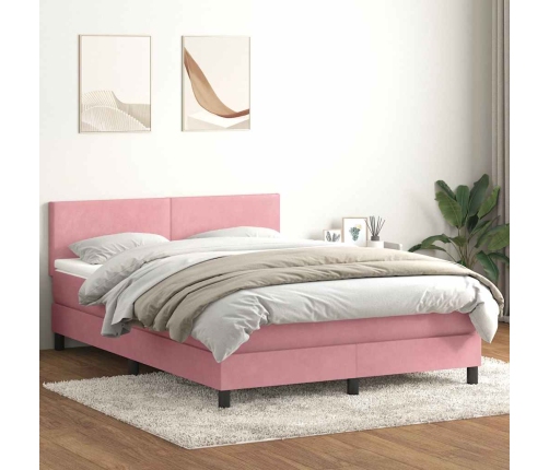 Cama box spring con colchón terciopelo rosa 160x220 cm