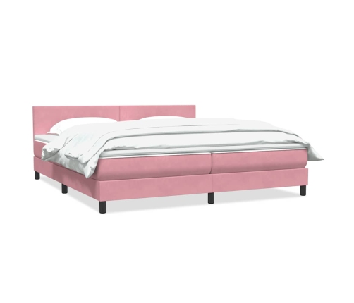 Cama box spring con colchón terciopelo rosa 180x220 cm