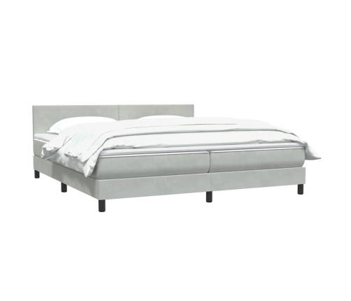 Cama box spring con colchón terciopelo gris claro 200x220 cm