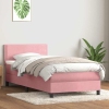 Cama box spring con colchón terciopelo rosa 80x210 cm