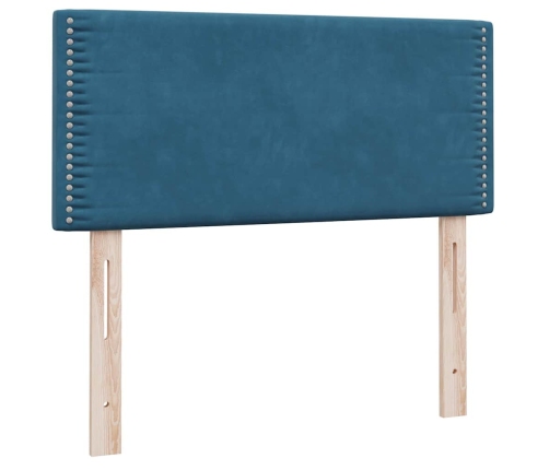 Cama box spring con colchón terciopelo azul oscuro 90x210 cm