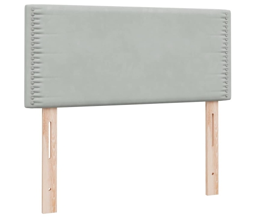 Cama box spring con colchón terciopelo gris claro 100x210 cm