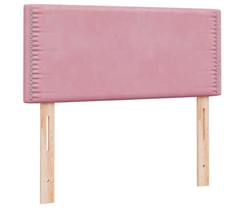 Cama box spring con colchón terciopelo rosa 100x210 cm