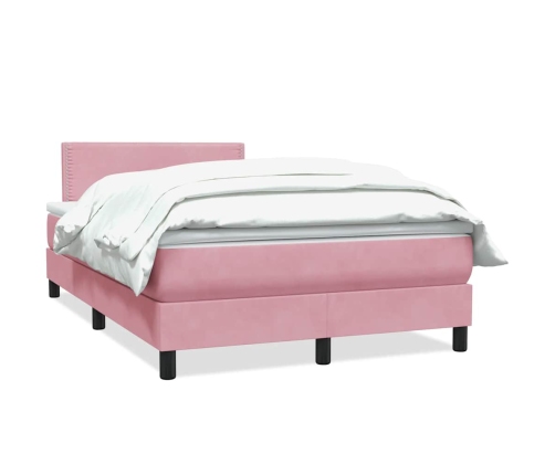 Cama box spring con colchón terciopelo rosa 120x210 cm