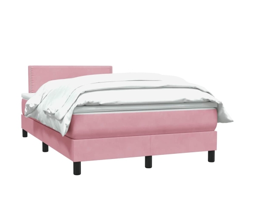 Cama box spring con colchón terciopelo rosa 120x210 cm