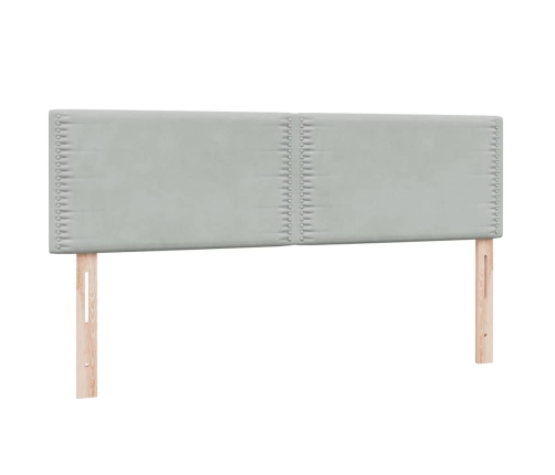 Cama box spring con colchón terciopelo gris claro 140x210 cm