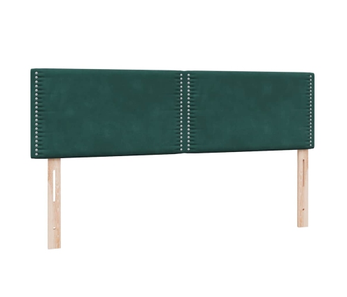 Cama box spring con colchón terciopelo verde oscuro 140x210 cm