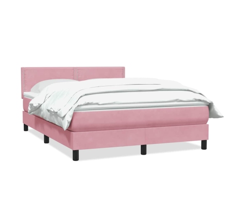 Cama box spring con colchón terciopelo rosa 140x210 cm