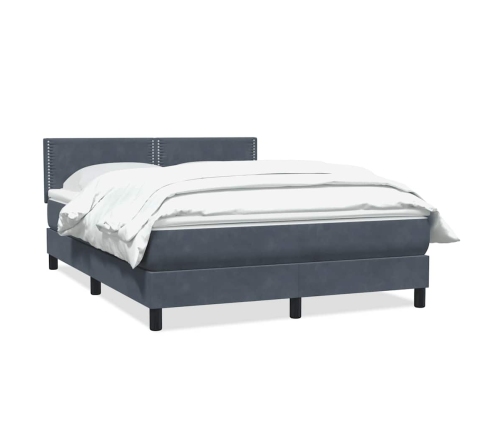 Cama box spring con colchón terciopelo gris oscuro 160x210 cm