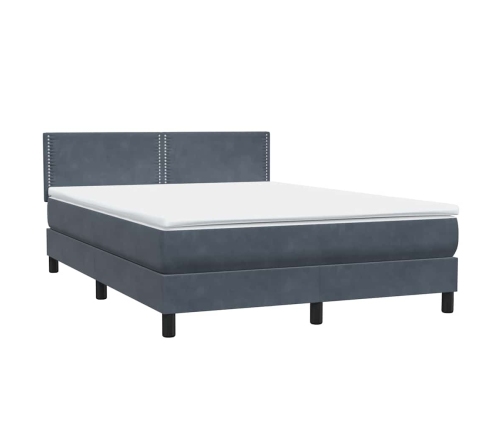 Cama box spring con colchón terciopelo gris oscuro 160x210 cm