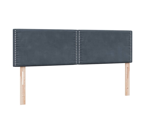 Cama box spring con colchón terciopelo gris oscuro 160x210 cm