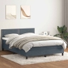 Cama box spring con colchón terciopelo gris oscuro 160x210 cm