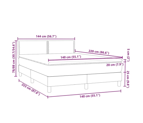 Cama box spring con colchón terciopelo verde oscuro 160x210 cm